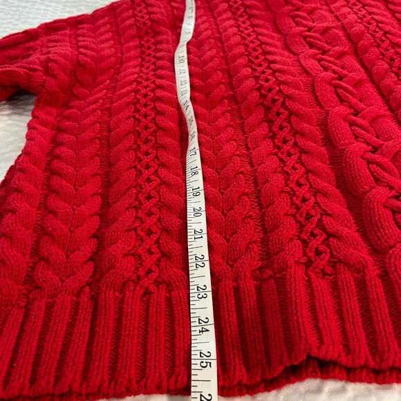 Lauren Ralph Lauren Funnel Neck Cable Knit Sweater plus size 2X Red - Picture 9 of 9